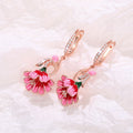 Fairy Floral Oil Drip Flower Zircon Inlaid Pastoral Drop Earrings For Women view 3