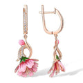 Fairy Floral Oil Drip Flower Zircon Inlaid Pastoral Drop Earrings For Women view 5