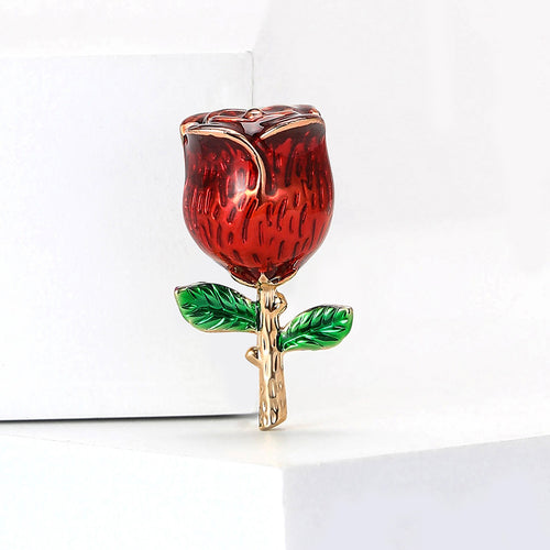 Vintage Alloy Enamel Mini Rose Brooch For Women's Clothing Decoration