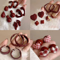 Chic Red Heart Alloy Stud Earrings With Silver Pin Light Luxury 2026 Autumn Winter Jewelry view 1