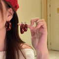 Chic Red Heart Alloy Stud Earrings With Silver Pin Light Luxury 2026 Autumn Winter Jewelry view 4
