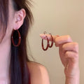 Chic Red Heart Alloy Stud Earrings With Silver Pin Light Luxury 2026 Autumn Winter Jewelry view 3