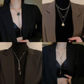 Elegant Alloy Geometric Teardrop Sweater Necklace For Women Minimalist Fall Winter Jewelry view 3
