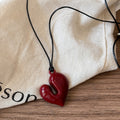 Sweet Cool Acrylic Heart Sweater Necklace For Women Adjustable Black Cord Choker Pendant view 4