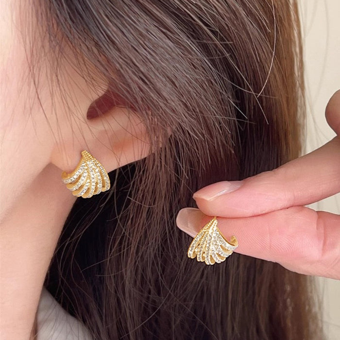 Fashion Multi Layer Line Design Earrings For Women With Inlaid Zircon Sparkling Daily Jewelry