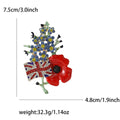 Alloy Rhinestone Flag Poppy Flower Brooch Pin For Unisex Apparel view 4