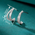 Minimalist Line Stud Earrings With Inlaid Zircon, European American Fashion Jewelry For Women view 4