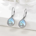 Lotus Water Drop Faux Moonstone Drop Earrings For Women, Fresh Pastoral Daily Wear Jewelry view 2
