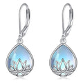 Lotus Water Drop Faux Moonstone Drop Earrings For Women, Fresh Pastoral Daily Wear Jewelry view 1
