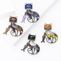 Metal Alloy Enamel Cat Fishbone Brooch Pin For Suit And Sweater view 1