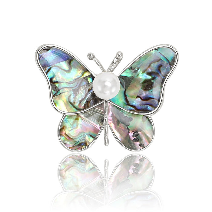Alloy Abalone Shell Butterfly Brooch For Women's Fashion Accessories