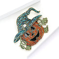 Alloy Rhinestone Pumpkin Wizard Brooch Pin For Halloween Apparel view 3