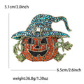 Alloy Rhinestone Pumpkin Wizard Brooch Pin For Halloween Apparel view 4