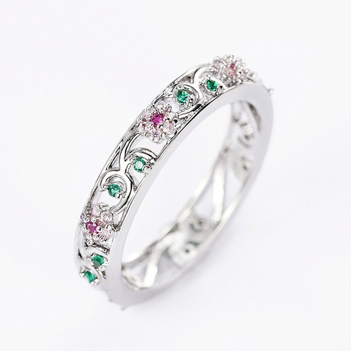Colorful Floral Ring For Women, Fresh Flower Design Fashion Jewelry, Direct