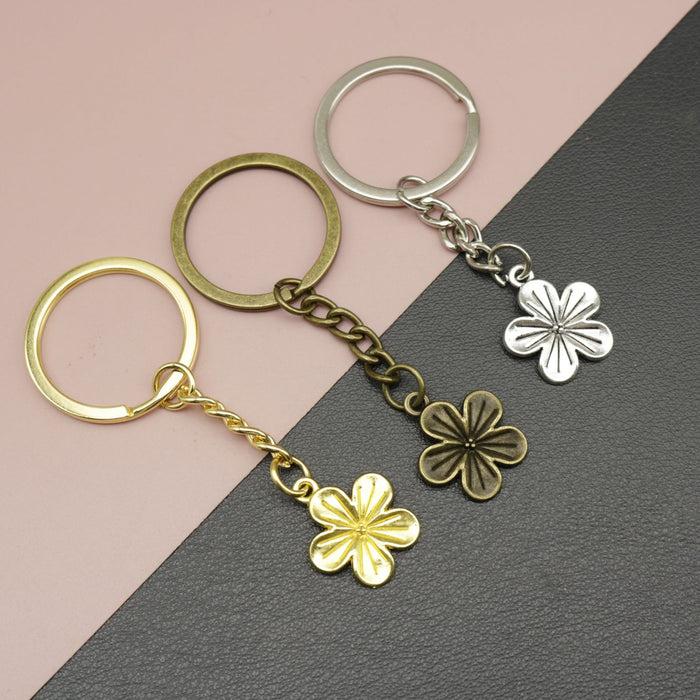 Metal Minimal Flower Keychain Bag Charm Gift Wholesale