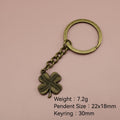 Zinc Alloy Four Leaf Clover Keychain Lucky Bag Charm Gift – Antique Copper view 2