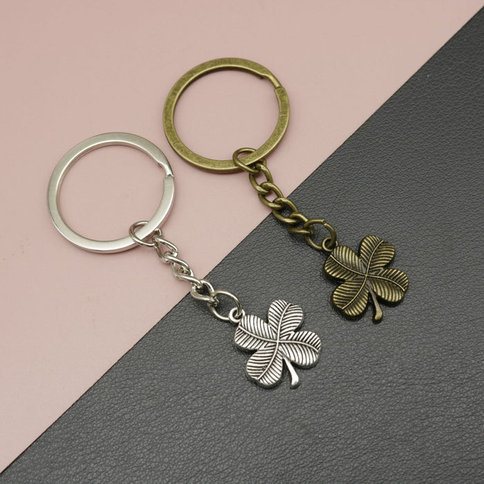 Zinc Alloy Four Leaf Clover Keychain Lucky Bag Charm Gift – Antique Copper