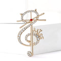 Alloy Rhinestone Cat Music Note Brooch Pin for Coats view 2