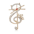 Alloy Rhinestone Cat Music Note Brooch Pin for Coats view 5