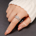 European Korean Sweet Zircon Inlaid Multi Layer Ring, Elegant Bowknot Fashion Jewelry view 4