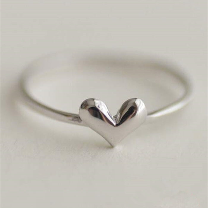 Korean Japanese Minimalist Heart Ring For Women, Sweet Daily Commute Fashion Jewelry