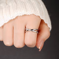 Multi Layer Line Geometric Women's Ring With Micro Paved Zircon, Simple Wedding Engagement Jewelry view 4
