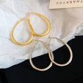 Minimalist Alloy Oval Hoop Earrings For Women Geometric Plain Circle Statement Jewelry view 2