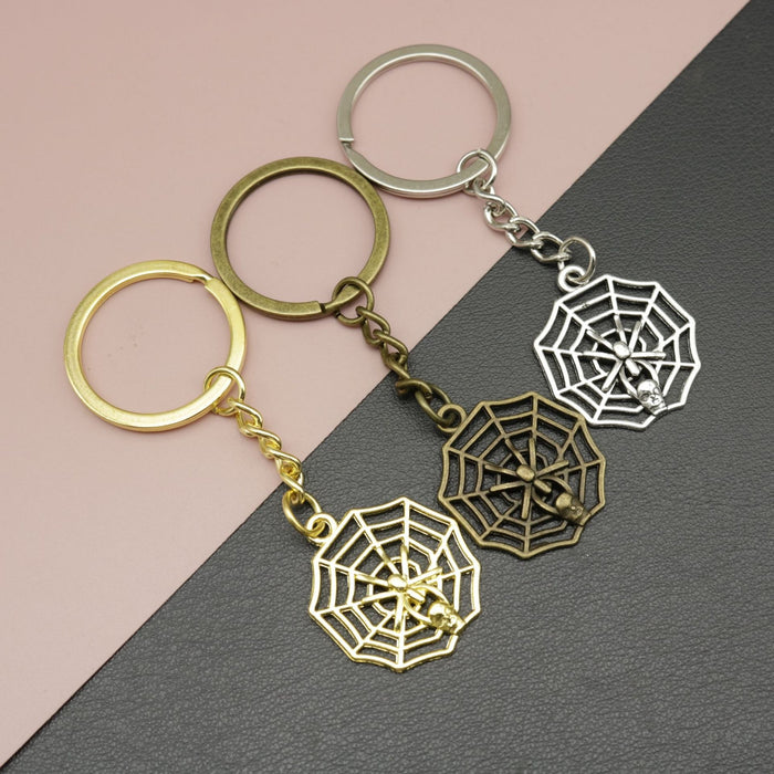 Metal Spider Skull Keychain Key Ring Bag Charm Gift