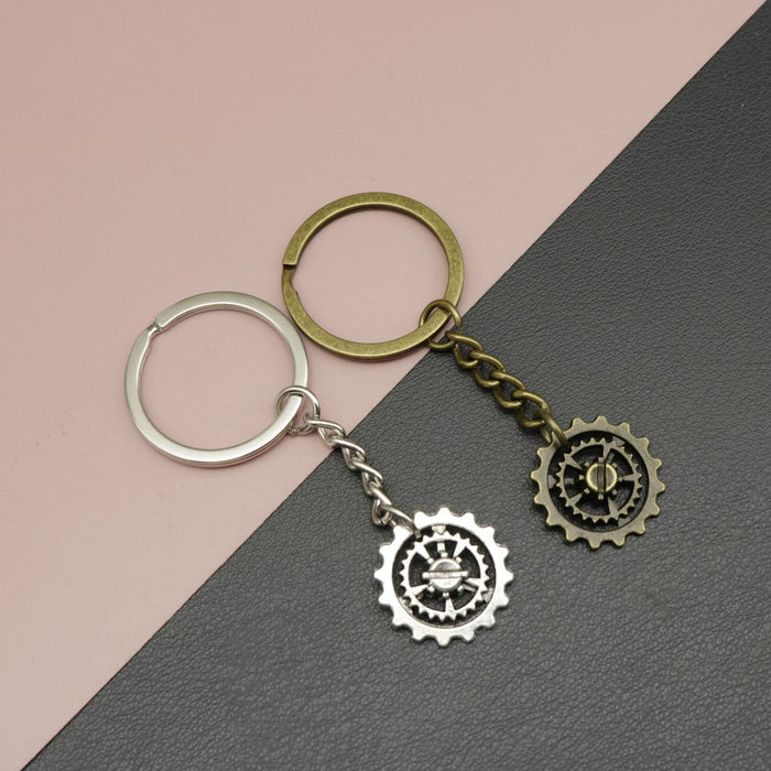 Metal Gear Shape Keychain Industrial Style Key Ring Gift