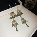 Vintage Ethnic Faux Pearl Rhinestone Teardrop Tassel Drop Earrings For Women view 4