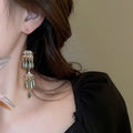 Vintage Ethnic Faux Pearl Rhinestone Teardrop Tassel Drop Earrings For Women view 3