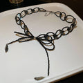 New Chinese Bow Glass Bead Interlocking Choker Necklace For Women Sweet Cool Clavicle Jewelry view 2