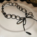 New Chinese Bow Glass Bead Interlocking Choker Necklace For Women Sweet Cool Clavicle Jewelry view 4