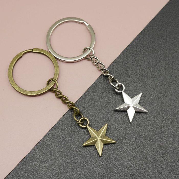 Zinc Alloy Five Point Star Keychain Bag Charm Gift