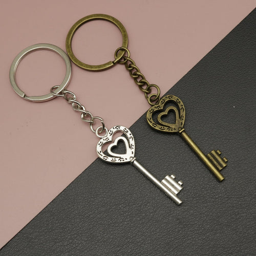 Zinc Alloy Heart Lock Key Keychain Bag Charm Gift