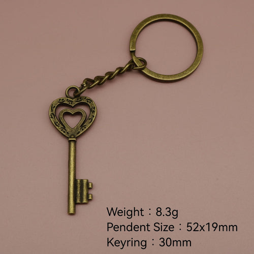 Zinc Alloy Heart Lock Key Keychain Bag Charm Gift