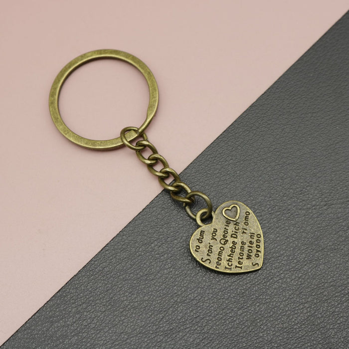 Metal Heart Letter Keychain Bag Charm Gift – Antique Copper