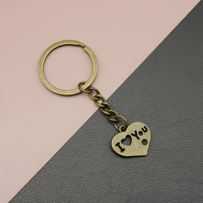 Zinc Alloy Heart I Love You Keychain Romantic Gift – Antique Copper