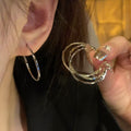 Metal Geometric Hoop Earrings With Silver Needle, Chic Minimalist Light Luxury Ear Jewelry view 2