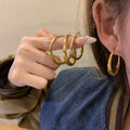Metal Geometric Hoop Earrings With Silver Needle, Chic Minimalist Light Luxury Ear Jewelry view 4