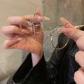 Metal Geometric Hoop Earrings With Silver Needle, Chic Minimalist Light Luxury Ear Jewelry view 3