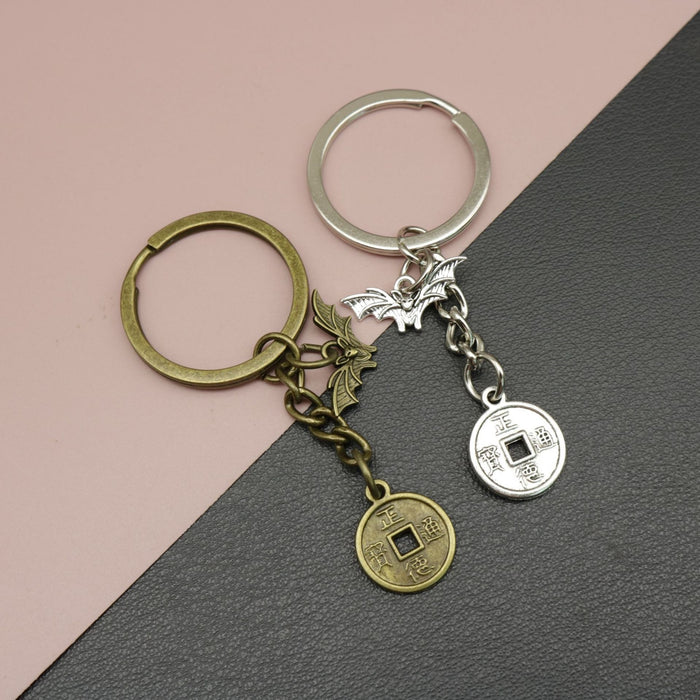 Metal Lucky Coin Bat Keychain Bag Charm