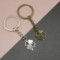 Zinc Alloy Four Leaf Clover Keychain Bag Charm Gift – Antique Copper view 1