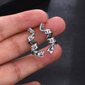 Vintage Rhinestone Letter Spiral Ribbon Studs For Women Luxury Alloy Silver Needle Fashion Earrings view 4