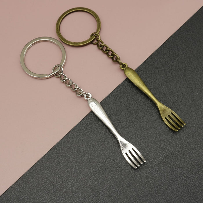 Metal Fork Keychain Bag Charm