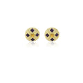 Vintage Luxury Gold Round Stud Earrings With Square Purple Zircon Inlay And Elegant French Style Earrings view 5