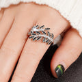 Light Luxury Leaf Plant Ring For Women Fashion Designer Single Finger Ring Daily Jewelry view 3
