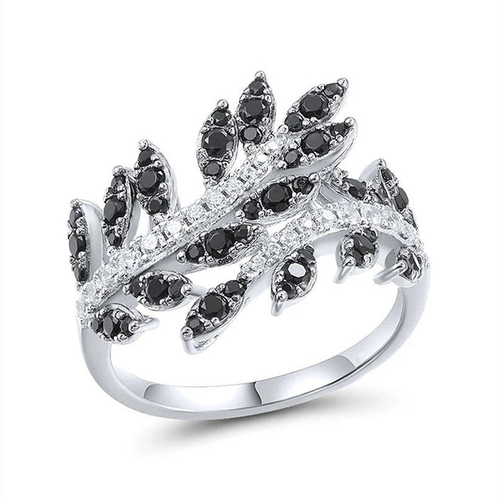 Light Luxury Leaf Plant Ring For Women Fashion Designer Single Finger Ring Daily Jewelry