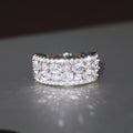 Metal Geometric Ring With Sparkling Zircon Inlay, Luxury Fashion Engagement Jewelry view 2