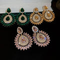 Alloy Teardrop Flower Stud Earrings With Sparkling Rhinestones, Vintage Statement Style view 3